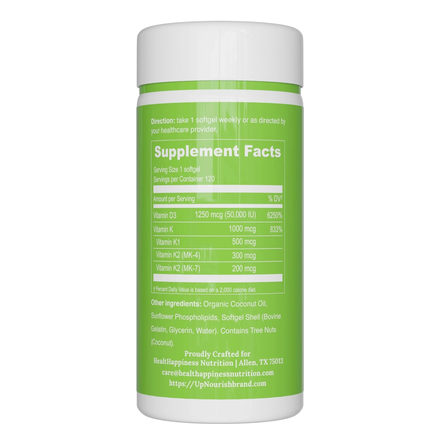 UpNourish Liposomal Vitamin D3 50000 IU (Vitamina D3 de 50000) with 1000 mcg Vitamin K, High Dose Vitamin D3 K2, Vitamin D 50000 IU with K1, K2 MK-4 and MK-7, 120 Mini Softgels UpNourish buy supplements Au