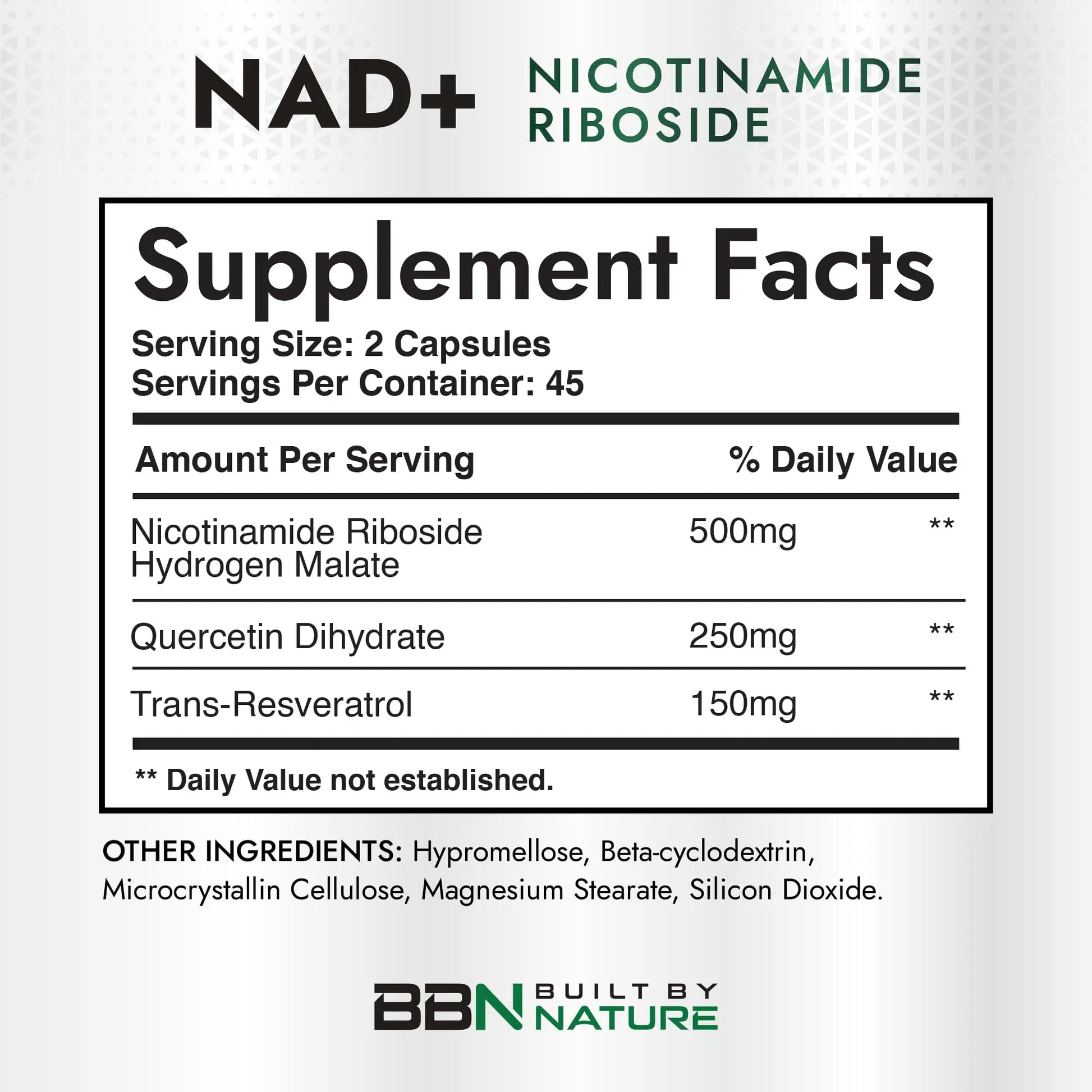 Built by Nature NAD Supplement – NAD+ Nicotinamide Riboside with Resveratrol & Quercetin 900mg Formula – NMN Alternative Supplement for Energy, Cellular Health & Anti-Aging – 90 Capsules Built by NatureBuy Supplements Australia