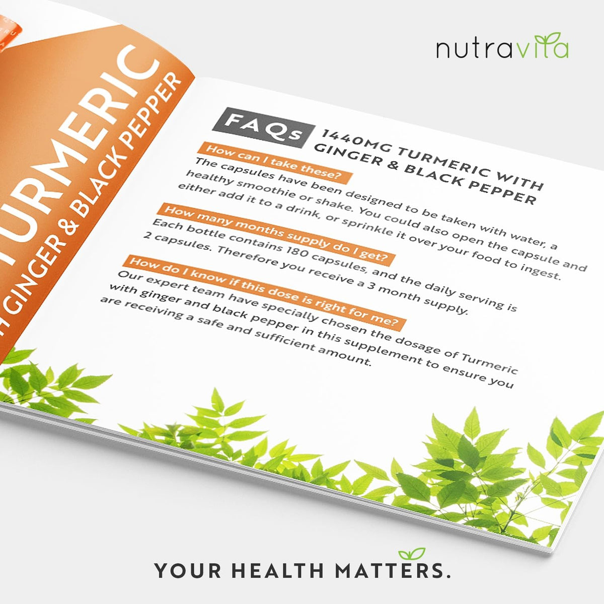 Organic Turmeric 1440mg (High Strength) with Black Pepper & Ginger - 180 Vegan Turmeric NutravitaBuy Supplements Australia