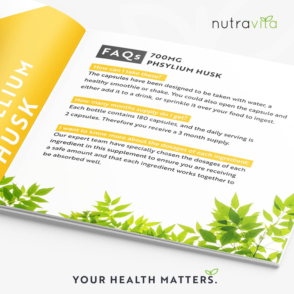 Psyllium Husks Fibre Supplement – 1400mg per Serving – Naturally High in Soluble Fibre NutravitaBuy Supplements Australia