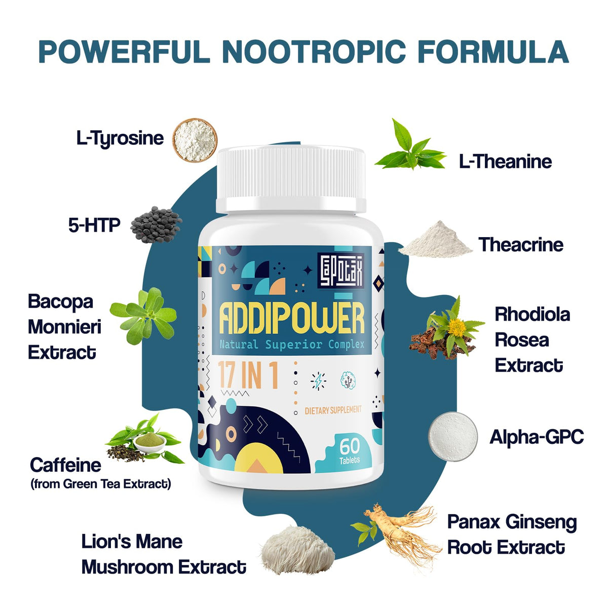 17-in-1 Brain Supplement for Memory and Focus | Nootropic Brain Supplement for Mental Clarity, Concentration, Alertness | Natural Nootropics with Herbal Extracts, Vitamins & Amino Acids (120 Tablets) SapotaxBuy Supplements Australia
