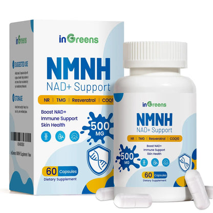 500mg NMNH, NMN Supplement Alternative with NR, TMG, Resveratrol, COQ10, NAD Supplement, Anti Aging, Energy, Boost NAD+ Levels, 60 Capsules inGreensBuy Supplements Australia