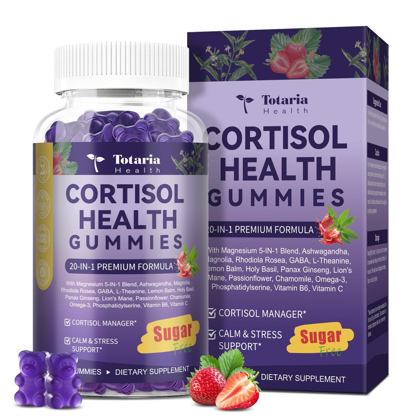 Cortisol Supplements for Women & Men 20-in-1 Cortisol Gummies with Ashwagandha Rhodiola Rosea Magnesium Phosphatidylserine Calm Focus Mood Support Healthy Cortisol Levels 30 Day Supply TotariaBuy Supplements Australia
