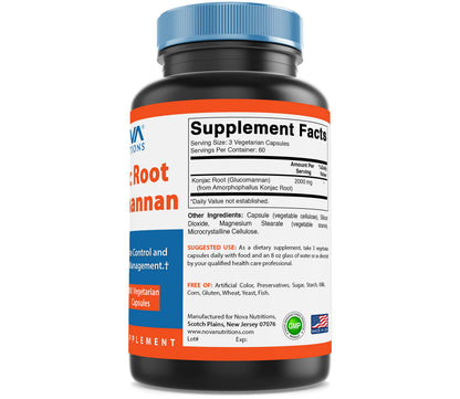 Nova Nutritions 2 Pack Konjac Root Glucomannan Capsules 2000 mg/Serving Veggie Caps Nova NutritionsBuy Supplements Australia