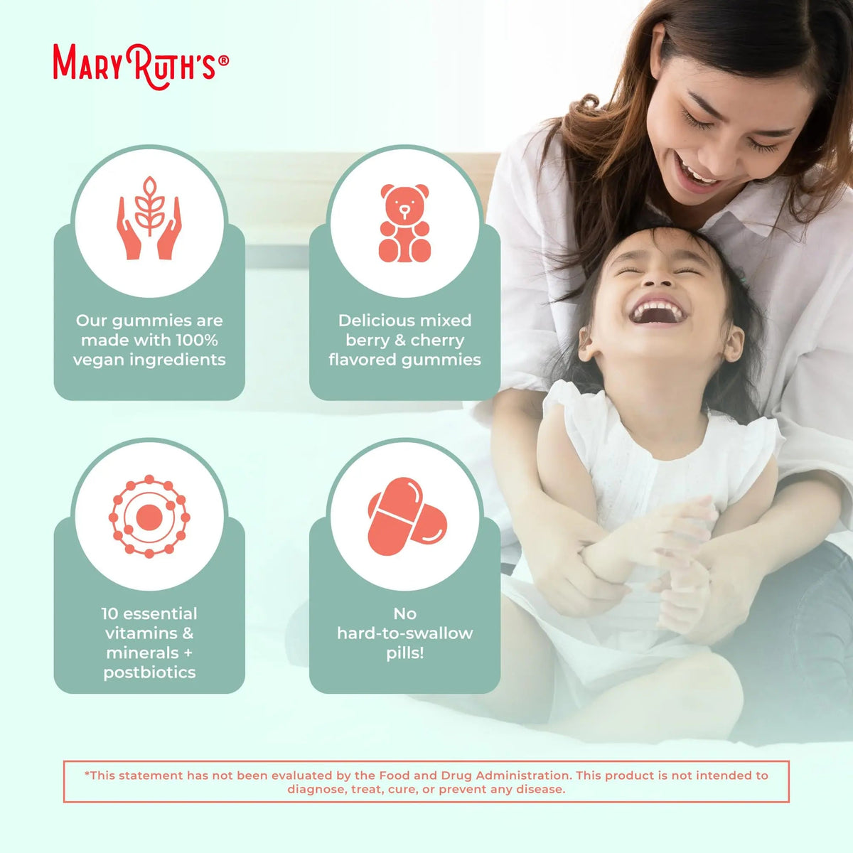 MaryRuth Organics Toddler Multivitamin Gummies + Postbiotics | USDA Organic | Vitamins for Kids Ages 2+ | Immune Support | Vitamin C | Vitamin D3 | Vitamin A | Zinc | Vegan | Non-GMO | 60 Servings MARYRUTH'SBuy Supplements Australia