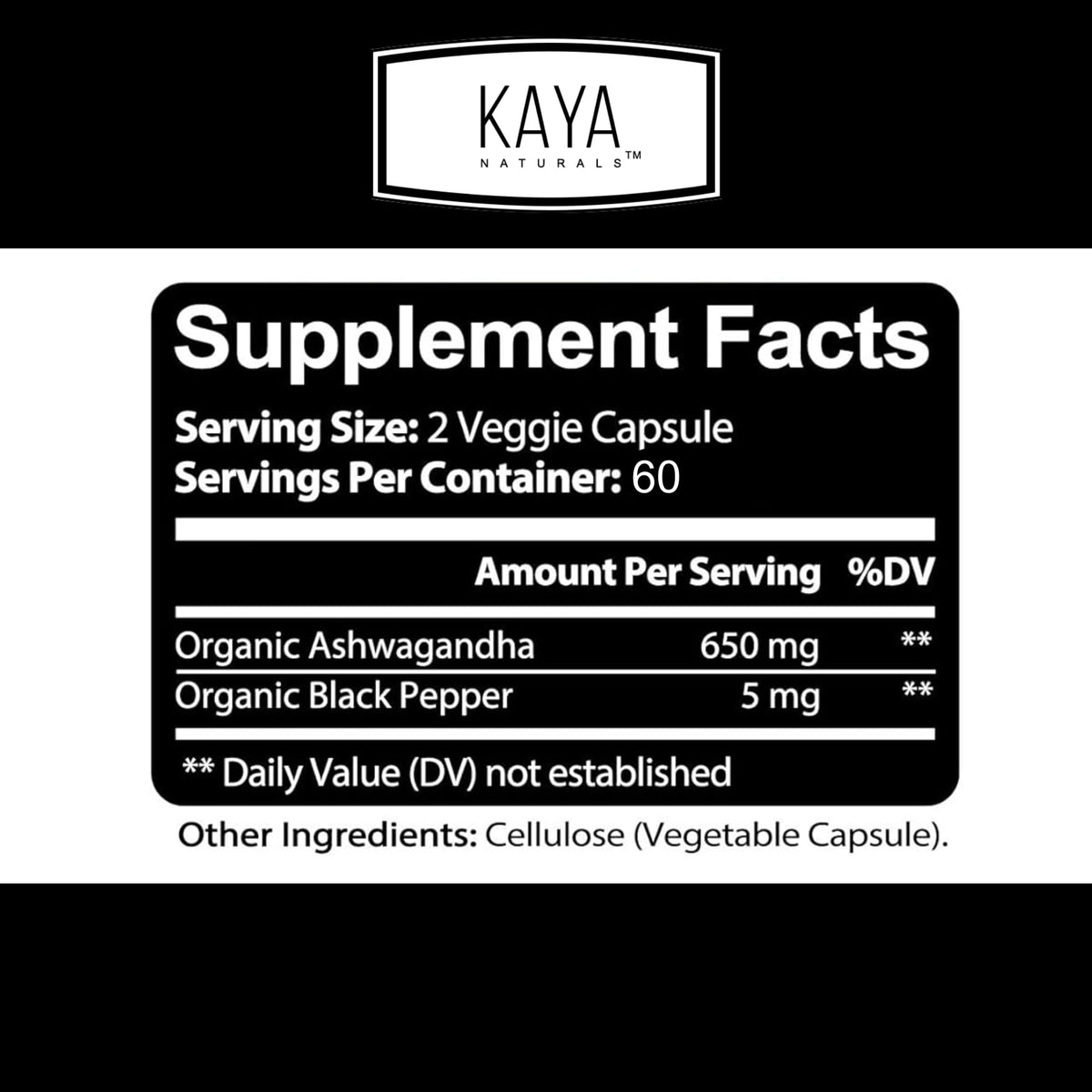 Kaya Naturals Ashwagandha 1300mg, 120 Count Capsules for Stress Relief, Adrenal, Mood & Thyroid Support, Black Pepper and 100% Pure Ashwagandha -120 Capsules Kaya NaturalsBuy Supplements Australia