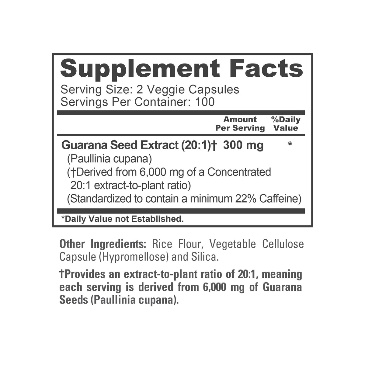 NusaPure Guarana Extract 20:1 Extract, 300 mg Equivalent to 6,000 mg per Veggie Caps 200 Count (Non-GMO, Vegan) NusaPureBuy Supplements Australia