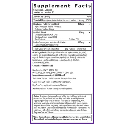 New Chapter All-Flora Enzyme Complex with Probiotics Relieves Bloating & Gas - Clinical-Strength Digestive Enzymes + Ultra-Concentrated Probiotics + Fermented Vitamin B12, 90 Vegan Capsules New ChapterBuy Supplements Australia