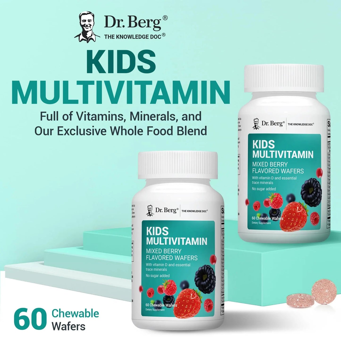 Dr. Berg Kids Chewable Multivitamins (NOT Sweetened w/Sugar) - Daily Multivitamin for Kids That Includes 20 Nutrients & Trace Mineral Complex Dr. Berg NutritionalsBuy Supplements Australia