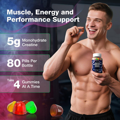 Creatine Monohydrate Gummies 5g for Women & Men - Creatine Gummies for Women Pre Workout Chewables with L-Taurine & Alpha GPC, Sugar-Free Muscle Builder, Energy Boost, Vegan Non-GMO (160 Count) letollholdBuy Supplements Australia