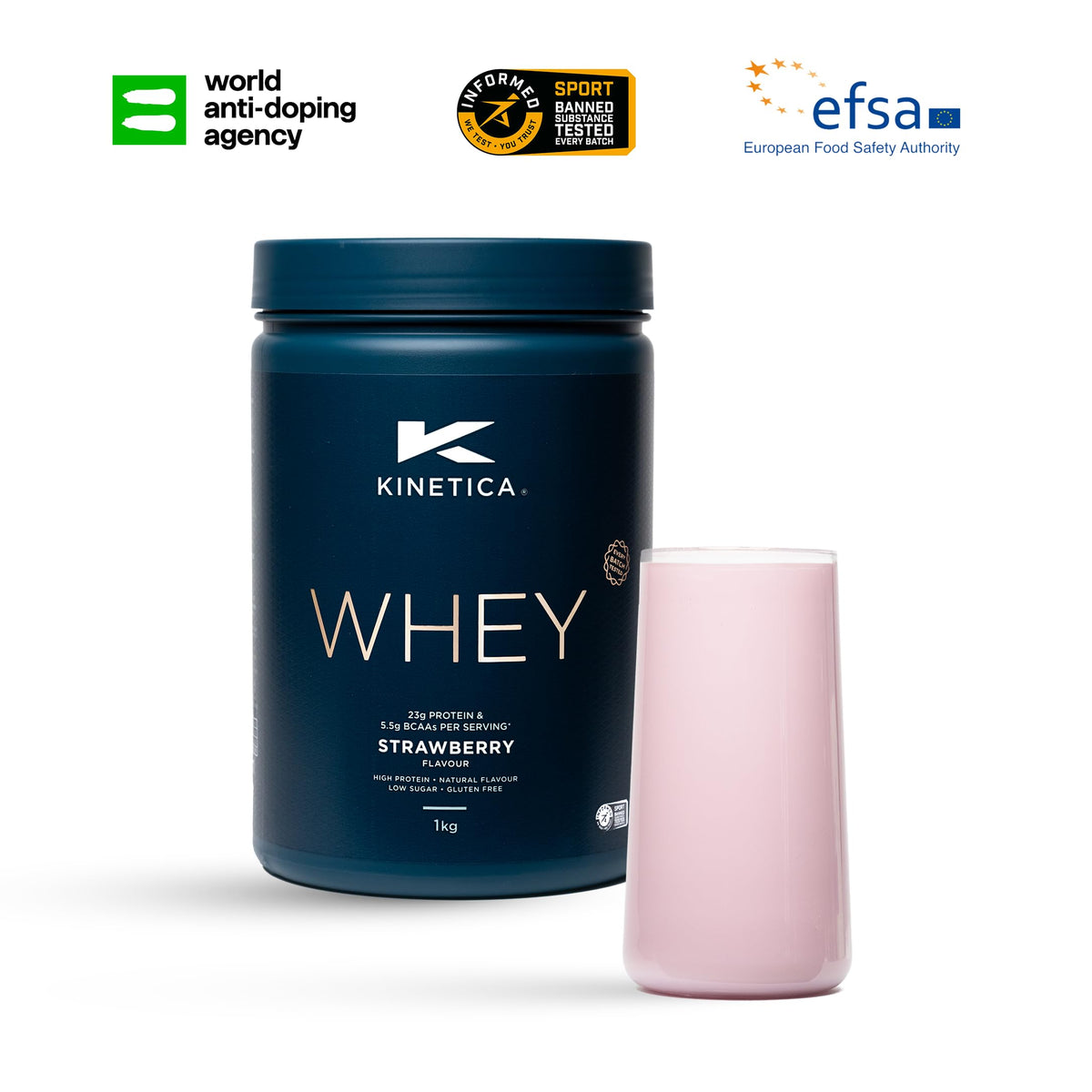 Kinetica Premium Whey Protein Powder | Grass Fed | Strawberry | 1kg | 33 Servings KineticaBuy Supplements Australia