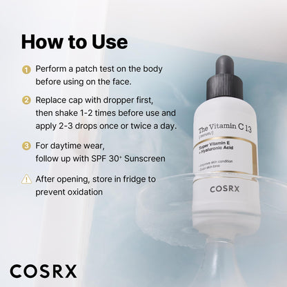 COSRX Pure Vitamin C 13% Serum (Renewal) with Vitamin E & Hyaluronic Acid, Korean Vitamin C Serum, Hydrating Facial Serum for Uneven Skin Tone, Dull Skin, 0.67 oz, Korean Skin Care, Mothers Day Gifts COSRX buy supplements Au