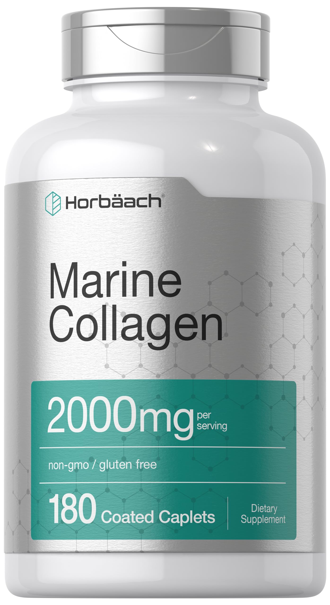 Horbäach Marine Collagen Peptides 2000mg | 180 Caplet Capsules | Type 1 with Calcium | Non-GMO, Gluten Free Supplement Horbäach buy supplements Au