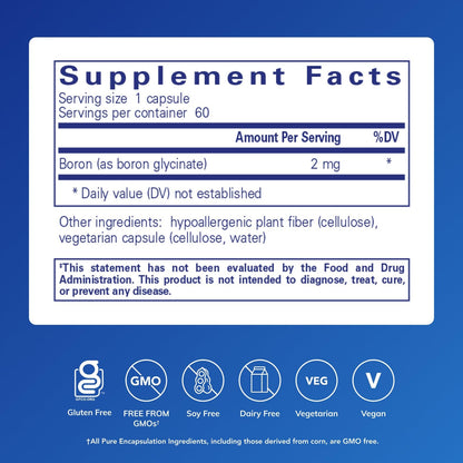 Pure Encapsulations Boron (Glycinate) | Supplement for Hormone Balance, Bone Strength and Health, Connective Tissue, and Nutrient Metabolism* | 60 Capsules Pure EncapsulationsBuy Supplements Australia