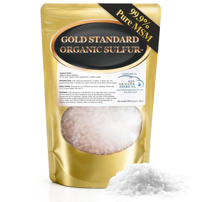 Gold Standard Organic Sulfur Crystals 1lb - 99.9% Pure MSM Crystals - High-Purity MSM Supplement Powder - Large Granular Flakes - 3rd Party Tested for Purity H2O Air Water Americas buy supplements Au