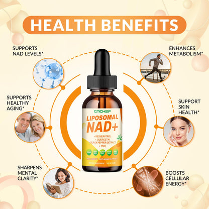 CNCHEF Liposomal NAD Supplement - 1500mg NAD+ Liquid Drop for Women & Men Nicotinamide Riboside Chloride & Resveratrol Complex - Cellular Renewal, Anti-Aging Support - 30 Servings (2 fl oz) CNCHEFBuy Supplements Australia