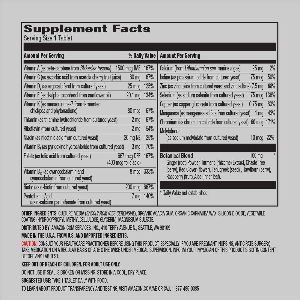 Amazon Elements Men's and Women's One Daily Multivitamins, Vegan, 65 Tablets, 2 month supply Amazon ElementsBuy Supplements Australia
