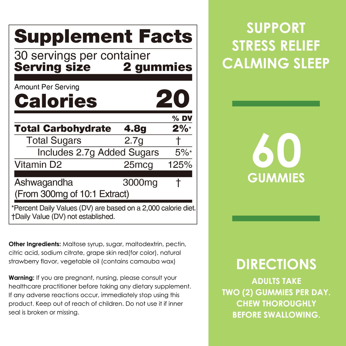 Nature's Key Ashwagandha Gummies, 3000mg High Potency Ashwagandha Root Extract with Vitamin D2, Stress, Calm Mood & Cognition, for Men & Women, Strawberry Flavor (60 Count (Pack of 1) Nature's KeyBuy Supplements Australia
