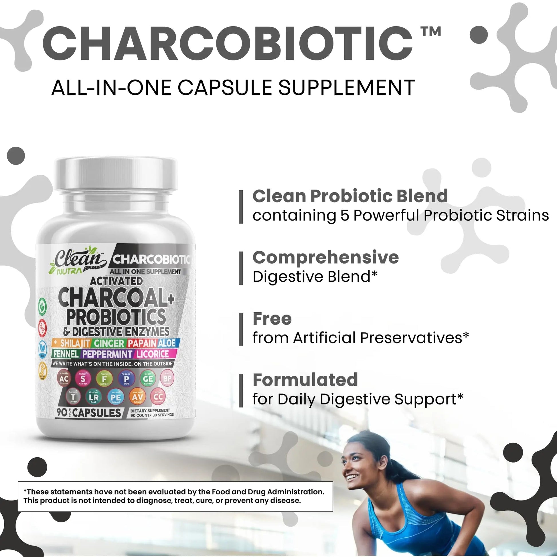 Clean Nutra Activated Charcoal Pills + Shilajit Probiotic Digestive Enzymes for Digestive Health Capsules with Peppermint Fennel Licorice Papain Ginger Turmeric Powder | Gut Health Clean Nutraceuticals buy supplements Au