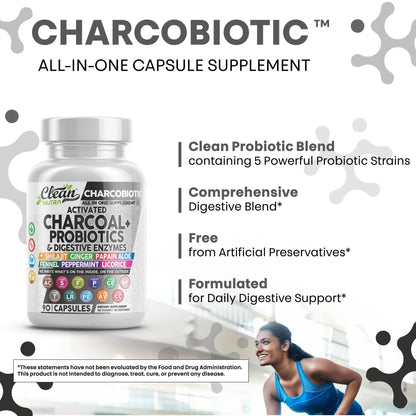 Clean Nutra Activated Charcoal Pills + Shilajit Probiotic Digestive Enzymes for Digestive Health Capsules with Peppermint Fennel Licorice Papain Ginger Turmeric Powder | Gut Health Clean Nutraceuticals buy supplements Au