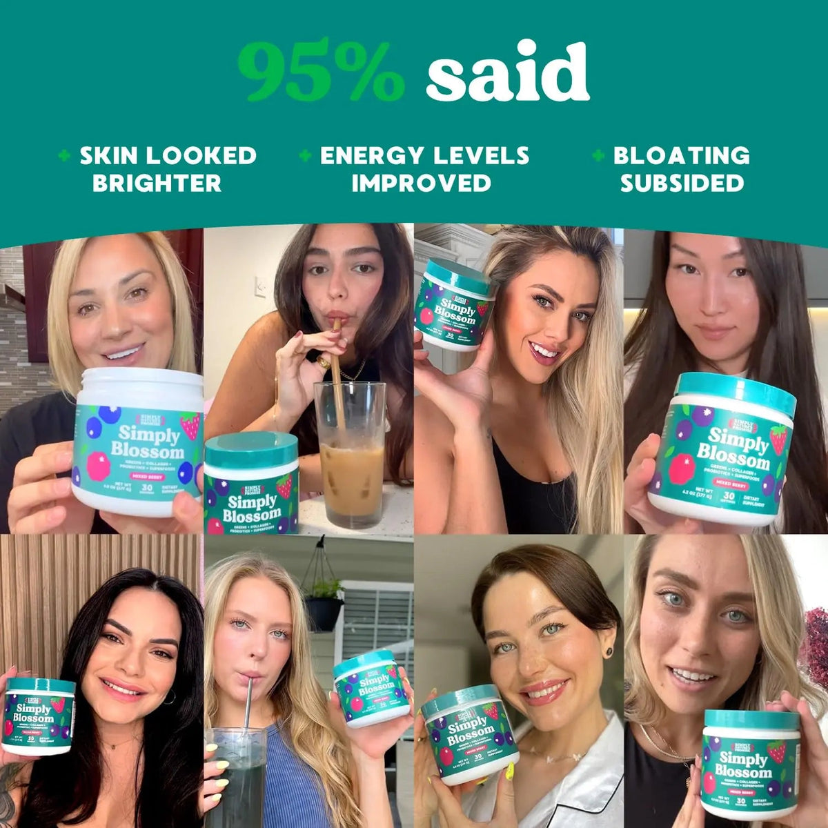 Simply Blossom Nutrition - Daily Greens & Superfood Powder + Collagen + Probiotics for Women's Digestive Health & Bloating Relief. Help Your Health Bloom - 2 Month Supply Simply Nature's Pledge buy supplements Au