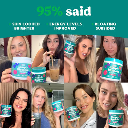 Simply Blossom Nutrition - Daily Greens & Superfood Powder + Collagen + Probiotics for Women's Digestive Health & Bloating Relief. Help Your Health Bloom - 2 Month Supply Simply Nature's Pledge buy supplements Au