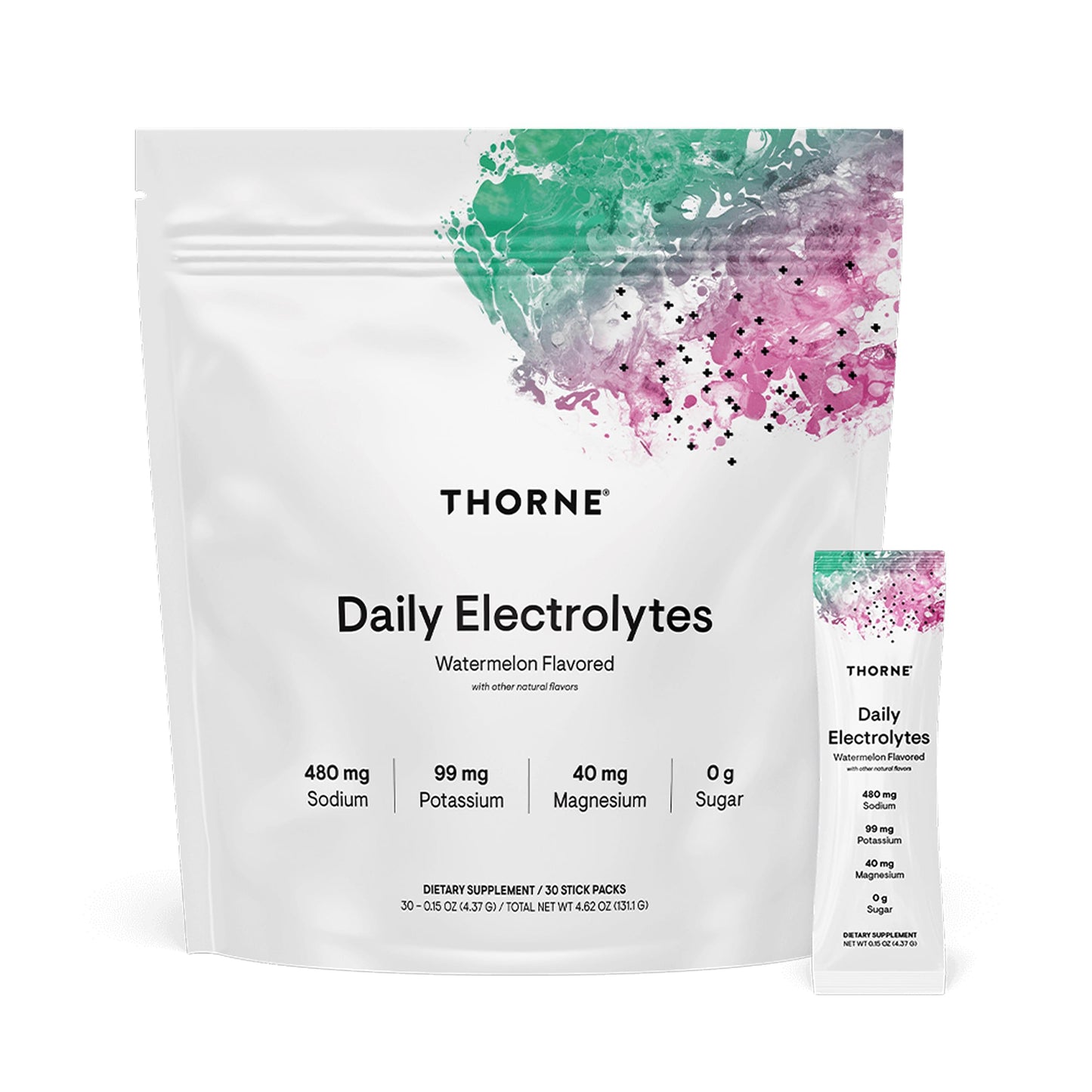 THORNE - Daily Electrolytes - Zero Sugar & Low-Calorie Electrolyte Powder Drink Mix - Flavors Derived from Natural Sources - NSF Certified for Sport - Watermelon - 30 Stick Packs THORNEBuy Supplements Australia
