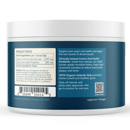 Reggie Dental Powder for Dogs | Reduce Bad Breath in 7 Days, Plaque & Tartar Control | Natural Dog Dental Supplement | Postbiotic Formula with Organic Kelp | Vet-Approved & Made in USA | 60 Servings ReggieBuy Supplements Australia
