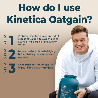 Kinetica OatGain Weight Gainer 600+ Calories & 47g Protein per Serving, 2.4 kg KineticaBuy Supplements Australia