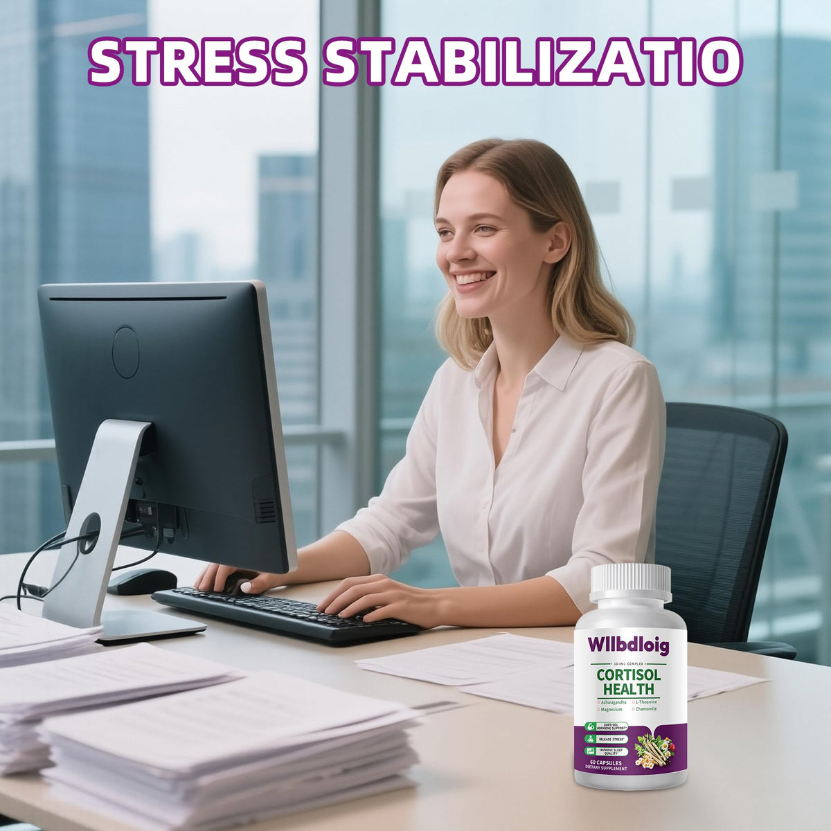 Cortisol Supplements for Women Men, High Cortisol Reducer Health, Detox Cortisol Manager for Stress Relief ,Mood and Sleep with Ashwagandha, L-Theanine, Lower and Control - Non-GMO,Vegan 60 Capsules WllbdloigBuy Supplements Australia