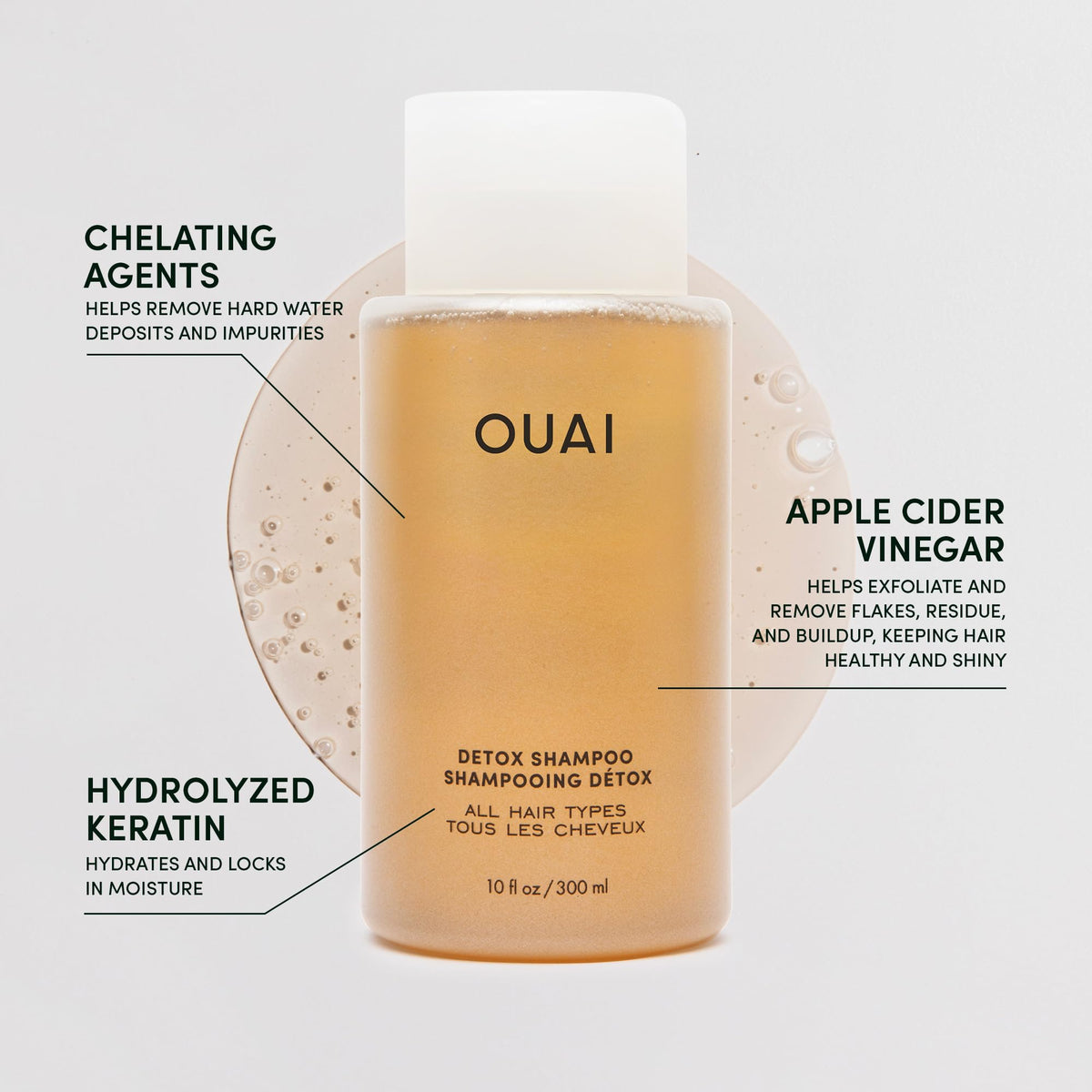 OUAI Detox Shampoo + Refill - Clarifying Shampoo for Build Up, Oil, Product & Hard Water - Apple Cider Vinegar & Keratin for Clean, Refreshed Hair - Sulfate Free Hair Care (2 Count, 10 Oz/32 Oz) OUAIBuy Supplements Australia