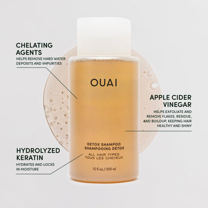 OUAI Detox Shampoo + Refill - Clarifying Shampoo for Build Up, Oil, Product & Hard Water - Apple Cider Vinegar & Keratin for Clean, Refreshed Hair - Sulfate Free Hair Care (2 Count, 10 Oz/32 Oz) OUAIBuy Supplements Australia