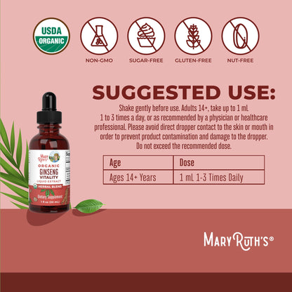 MaryRuth Organics Herbal Supplement for Brain Function | Boost Energy | Memory | Vitality USDA | Ginseng with Ashwagandha | Eleuthero and Maca Root Extract | 1 Fl Oz MARYRUTH'SBuy Supplements Australia