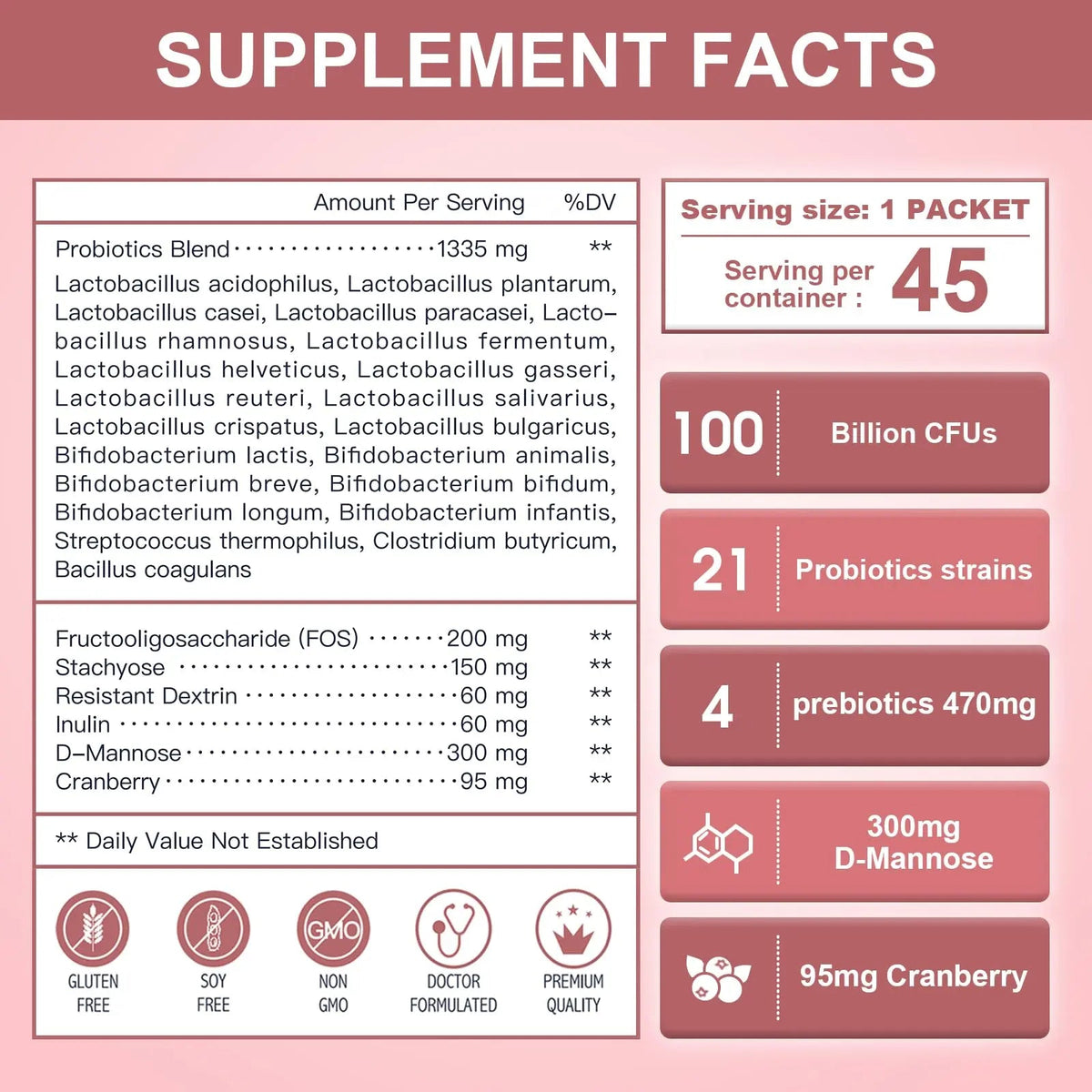 NATURE TARGET Probiotics-for-Women Prebiotics-and-Probiotics-Powder, 100-Billion-CFUs 45-Day-Supply, Women's-Probiotic with D-Mannose and Cranberry for Urinary Tract/Gut/Digestive Health NATURE TARGET buy supplements Au