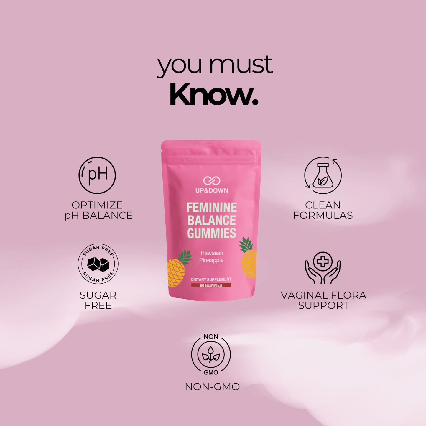 Up&Down Supplements Premium Feminine Balance Gummies for Women | PMS Relief, Mood & Cycle Support | Pineapple + Vitamin C | Ashwagandha & Chasteberry | Vegan, Non-GMO, Gluten Free | 60 Gummies Up&Down SupplementsBuy Supplements Australia