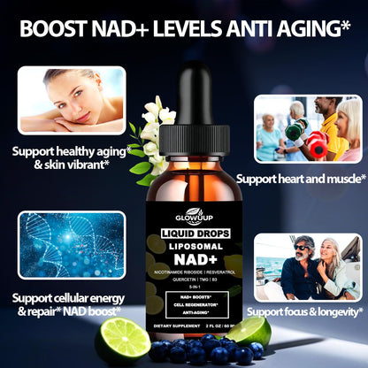 NAD Supplements for Women & Men, Liposomal NAD Nicotinamide Riboside Resveratrol 900mg w. B3 Vitamin Quercetin TMG, Liquid Resveratrol NAD Plus Supplement for Anti-Aging Energy Focus Longevity GLOVVUUPBuy Supplements Australia