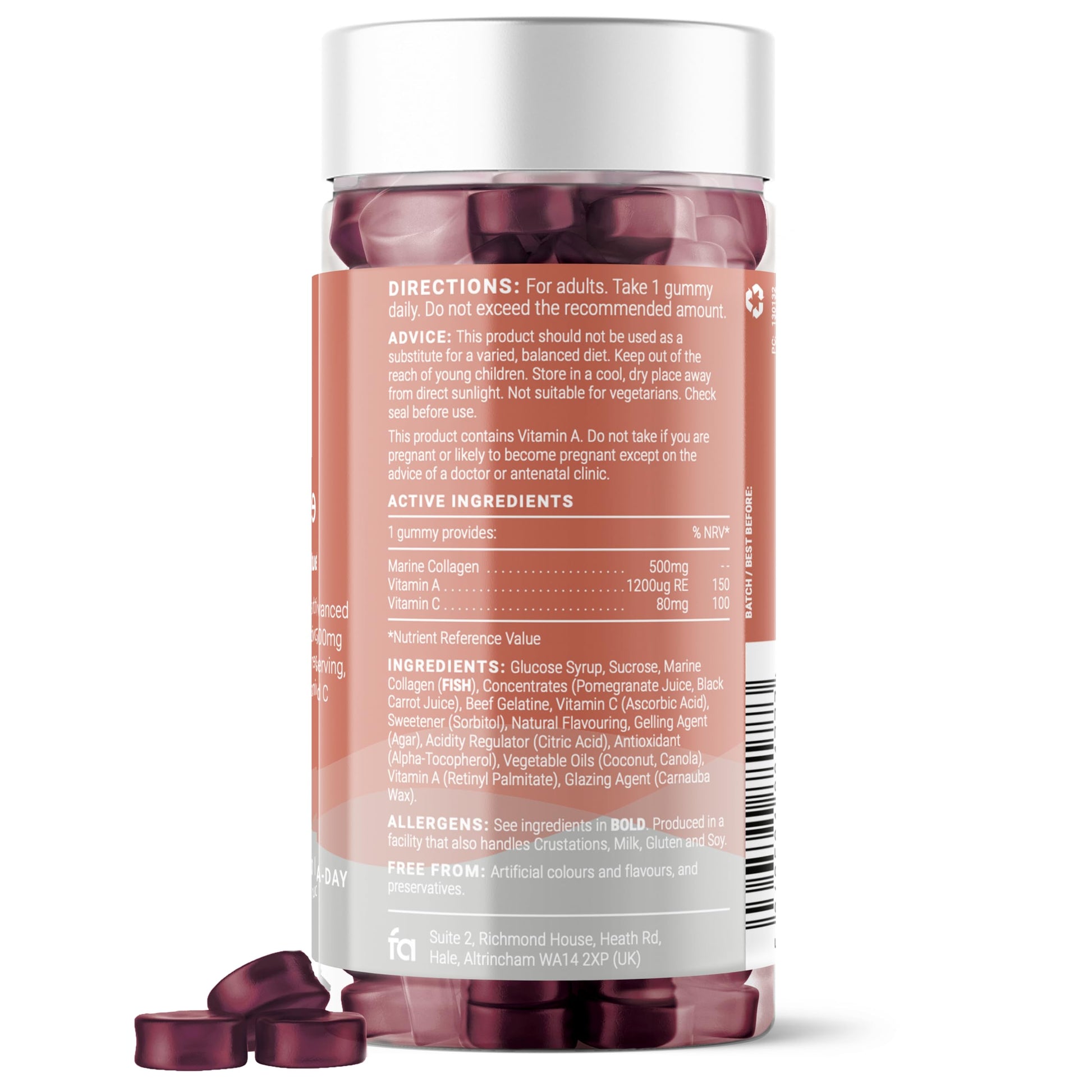 Collagen Gummies with Vitamins A and C, 500mg of Marine Collagen Per Serving, Advanced Skin Support, Feel AmazingBuy Supplements Australia
