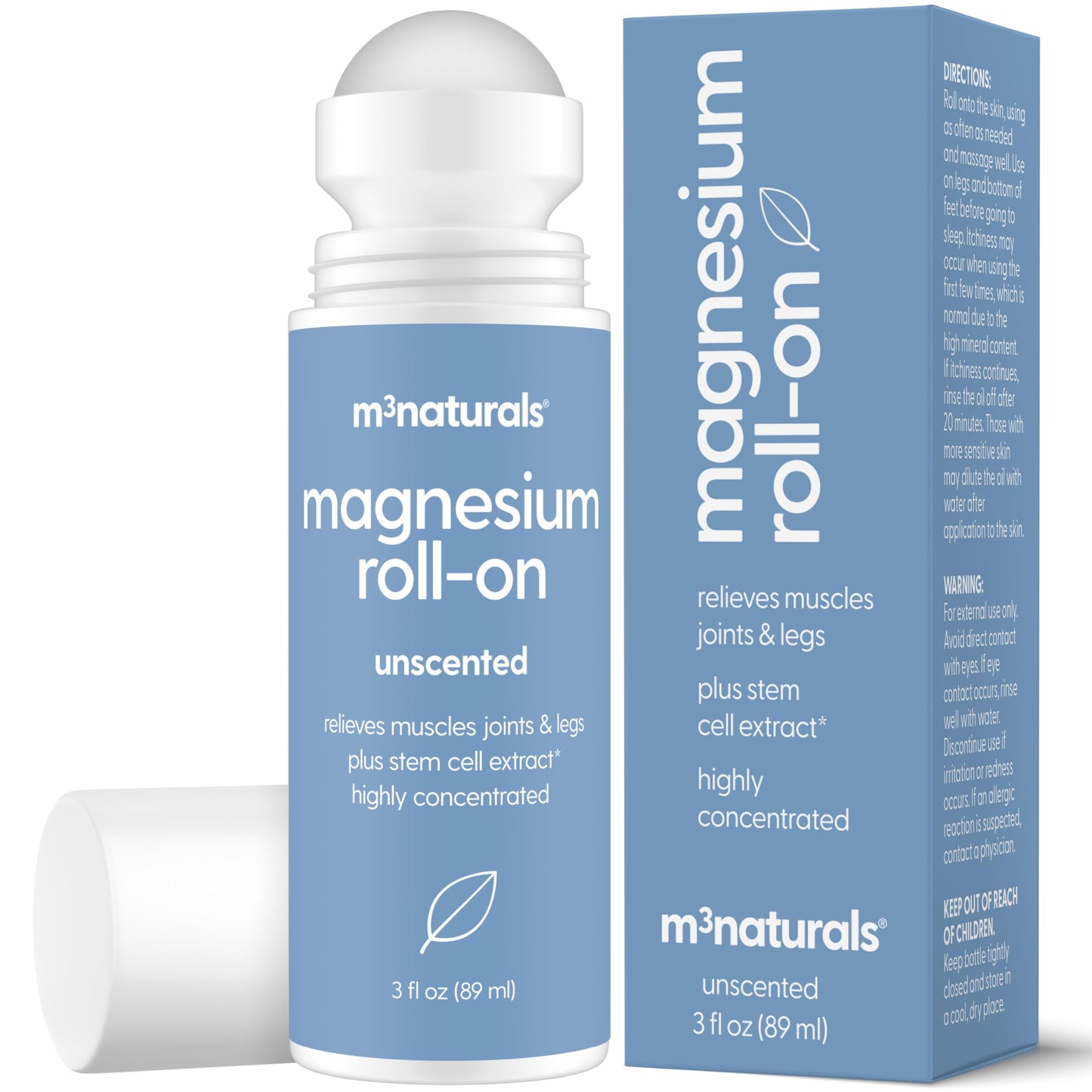 Magnesium Roll On for Adults & Kids, Easy Application for Sore Muscles, Feet, Joints and Leg Cramps, Helps with Sleeping and Post-Workout Recovery, for Sensitive Skin, 3 fl oz, by M3 M3 NaturalsBuy Supplements Australia