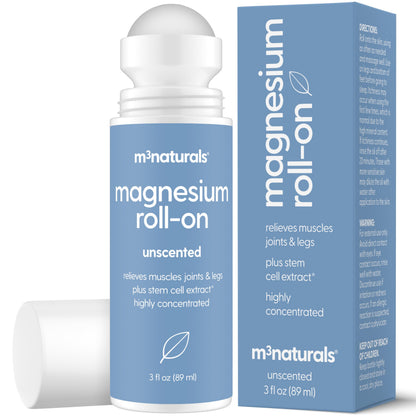 Magnesium Roll On for Adults & Kids, Easy Application for Sore Muscles, Feet, Joints and Leg Cramps, Helps with Sleeping and Post-Workout Recovery, for Sensitive Skin, 3 fl oz, by M3 M3 NaturalsBuy Supplements Australia