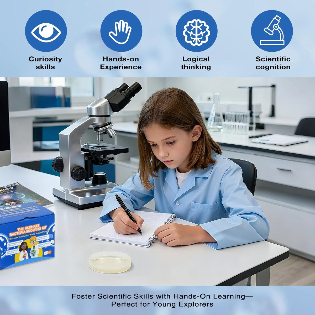 Giant Microbiology Bacteria Science Kit for Kids:2 XL 150mm Prepoured Nutrient Agar Plates, Petri Dishes with Agar & Colony Characteristics Poster for School Projects & Educational Gifts MosynexBuy Supplements Australia