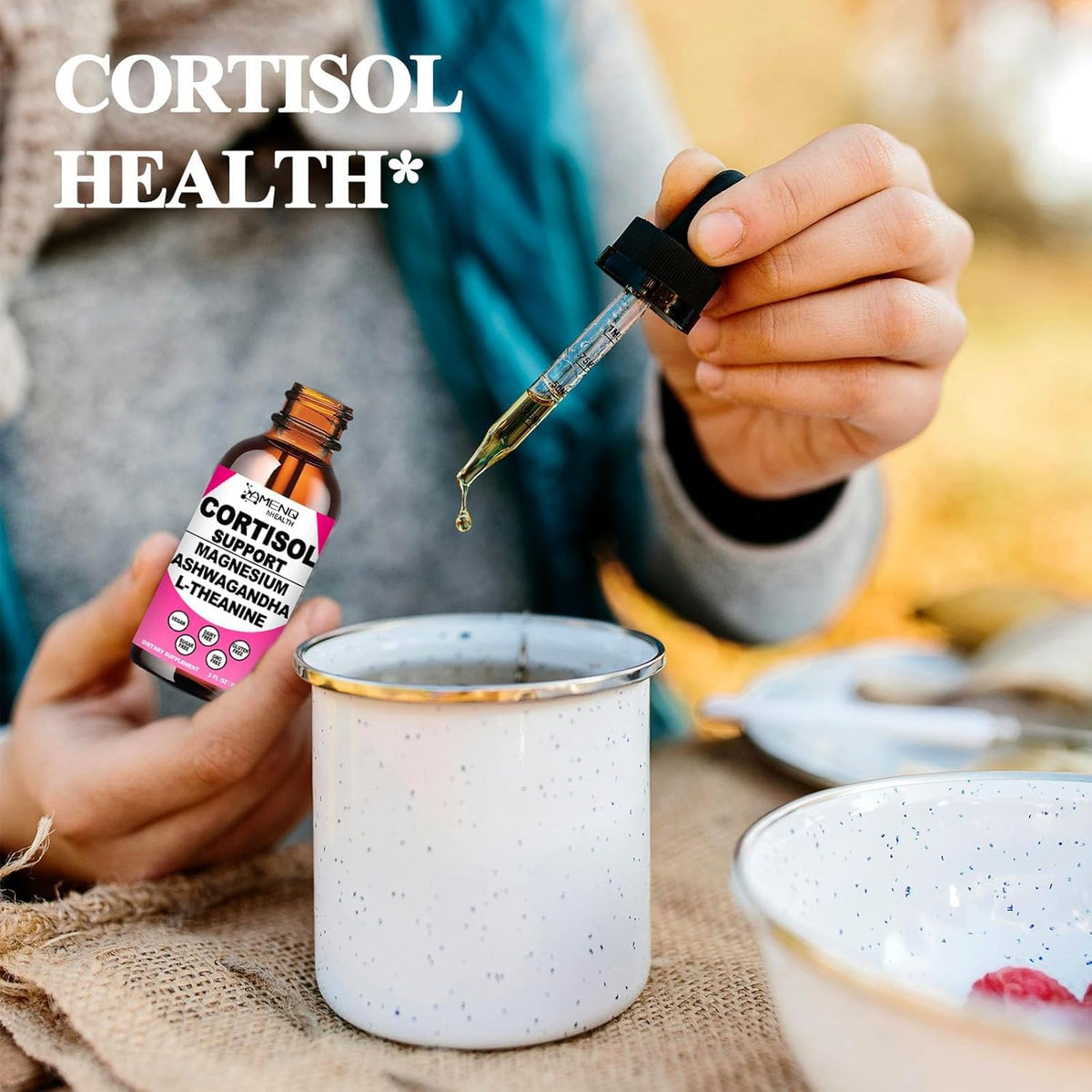 Cortisol Supplement Liquid Drops, 17-in-1 Cortisol Reducer w. Ksm-66 Ashwagandha Theanine Rhodiola Rosea Magnesium Phosphatidylserine, Hormone Balanced & Lower Cortisol for Women Calm* Relaxation AMENQ hHEALTHBuy Supplements Australia