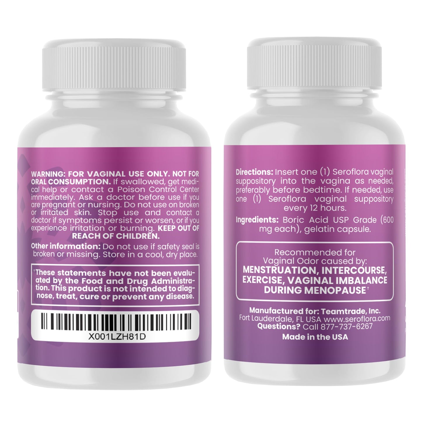 Seroflora Boric Acid Vaginal Suppositories for Women + 1 Suppository Applicator - Helps Support Vaginal Odor pH Balance, Yeast Infection and Bacterial Vaginosis SerofloraBuy Supplements Australia