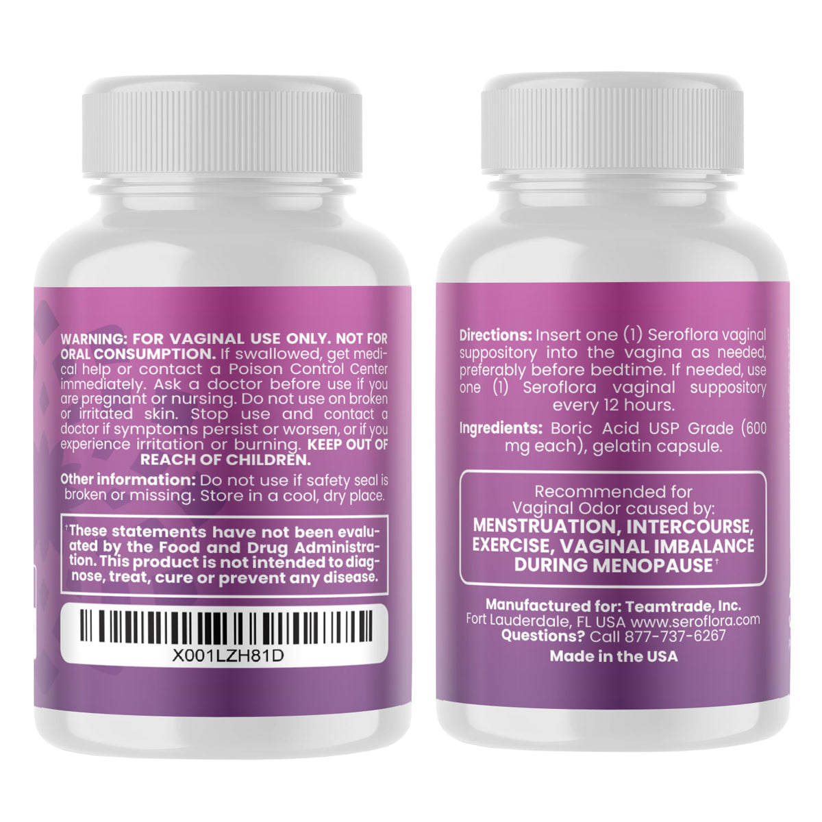 Seroflora Boric Acid Vaginal Suppositories for Women + 1 Suppository Applicator - Helps Support Vaginal Odor pH Balance, Yeast Infection and Bacterial Vaginosis SerofloraBuy Supplements Australia