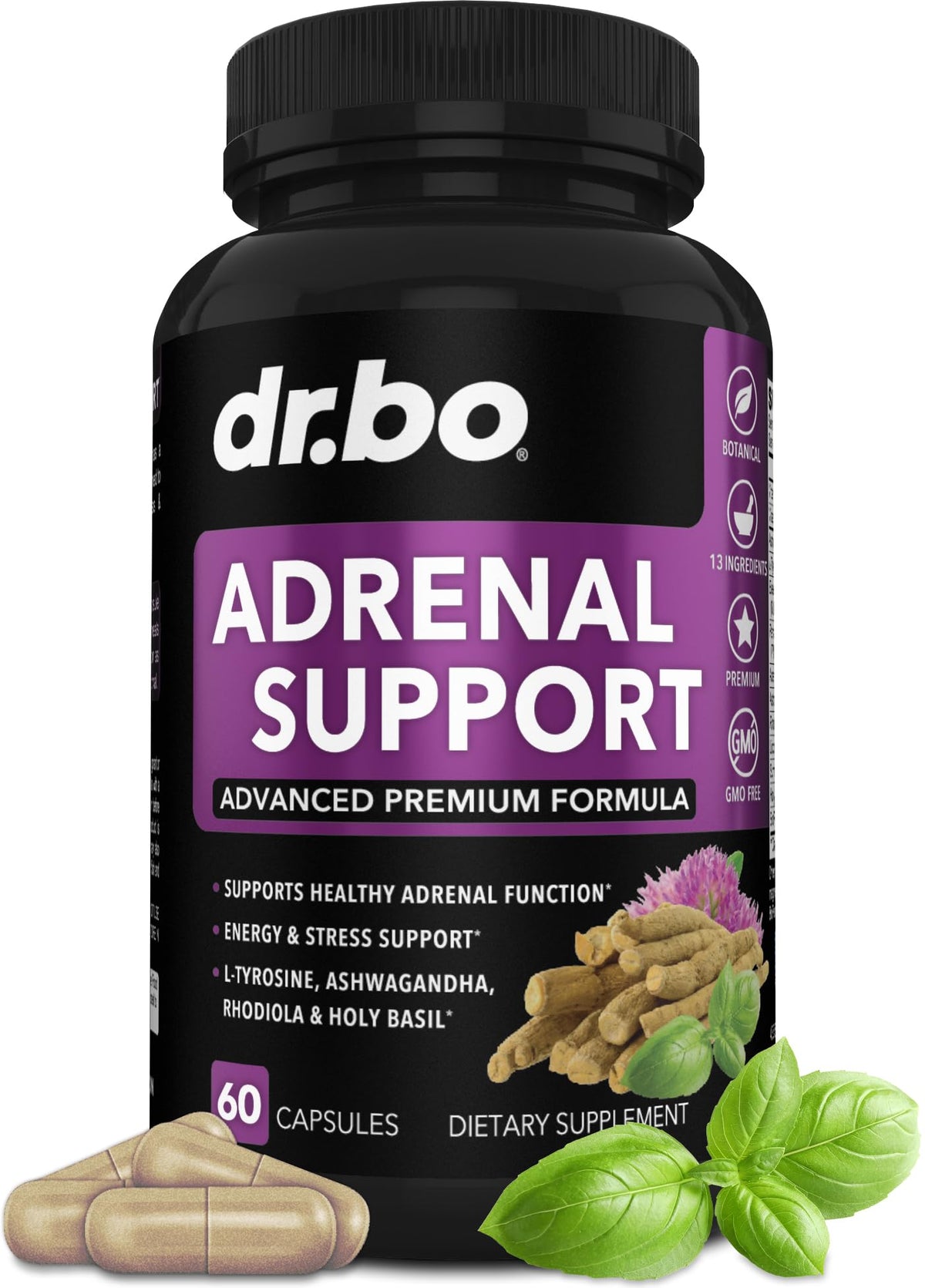 Adrenal Support Cortisol Manager Supplement - Adrenal Fatigue Supplements for Women & Men with Natural Adaptogen Ashwagandha Holy Basil Rhodiola L Tyrosine Complex Fatigue Cortisol Health - 60 Pills DR. BOBuy Supplements Australia
