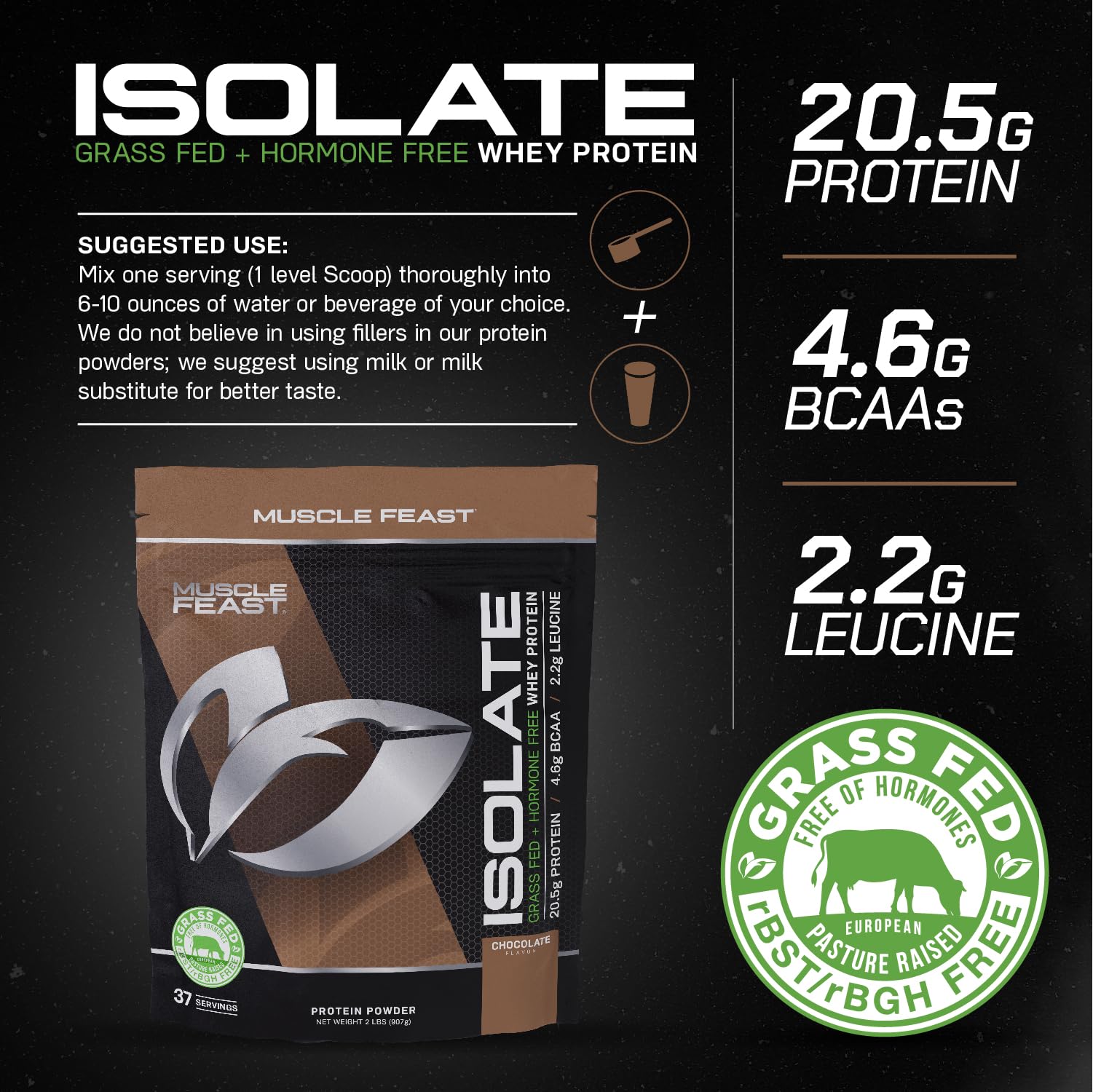 Muscle Feast Grass-Fed Whey Protein Isolate, All Natural Hormone Free Pasture Raised Muscle FeastBuy Supplements Australia