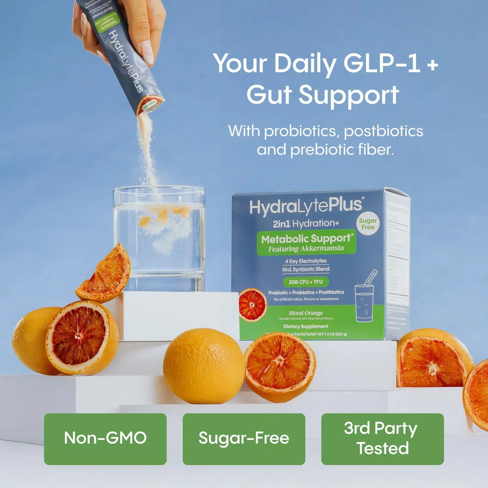 Hydralyte Plus Metabolic Support - GLP-1 Weight Loss Management and Gut Health - 5in1 Probiotic Blend - Akkermansia Muciniphila + Prebiotic Fiber + Electrolytes - Sugar Free (30 Packets) HydralyteBuy Supplements Australia