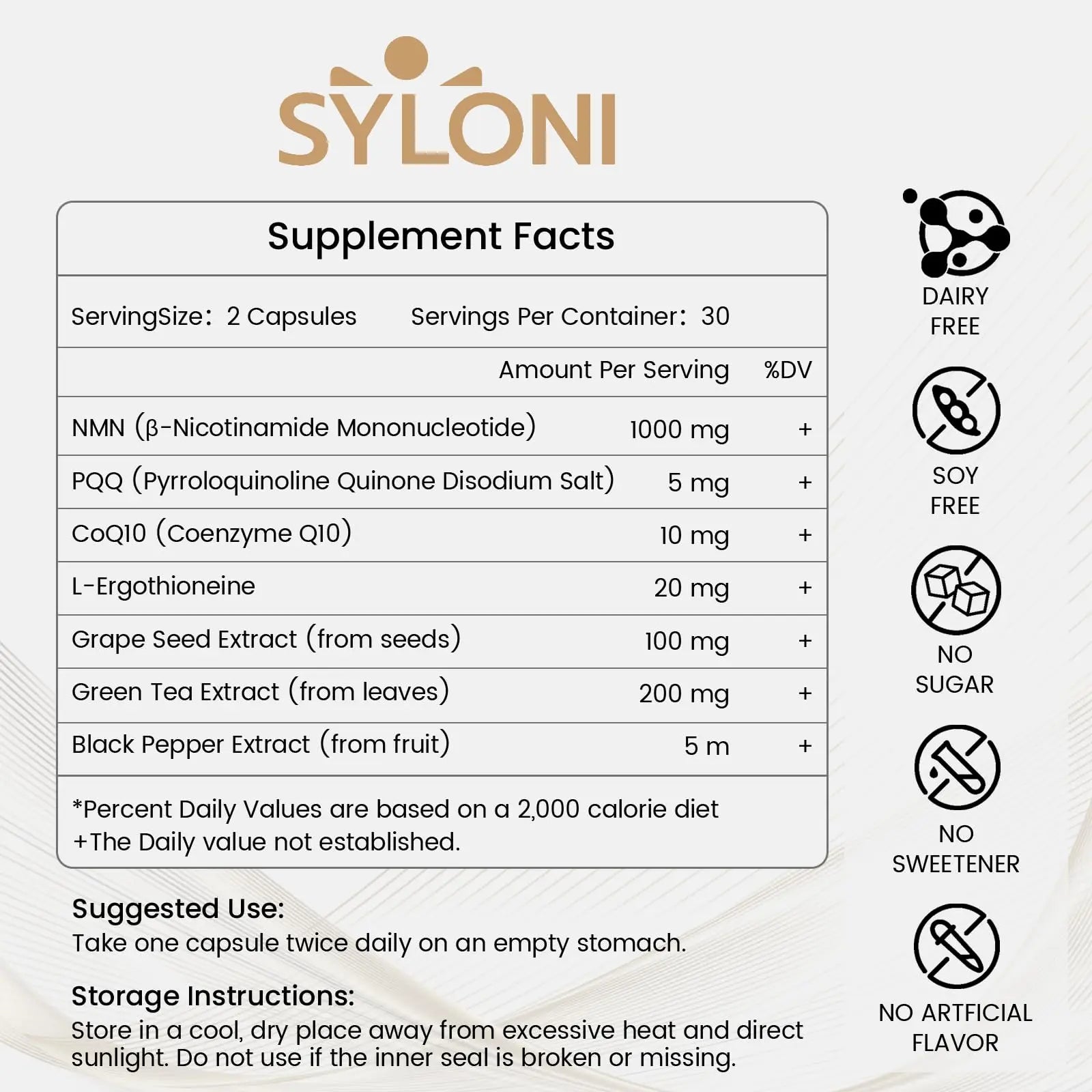 Syloni NMN Supplement 1000mg, 99% Pure NMN 4-in-1 NAD+ Booster with PQQ, CoQ10, L-Ergothioneine, 60 Capsules Nicotinamide Mononucleotide - Anti-Aging, Energy Boost, DNA Repair for Adults, Vegan SyloniBuy Supplements Australia