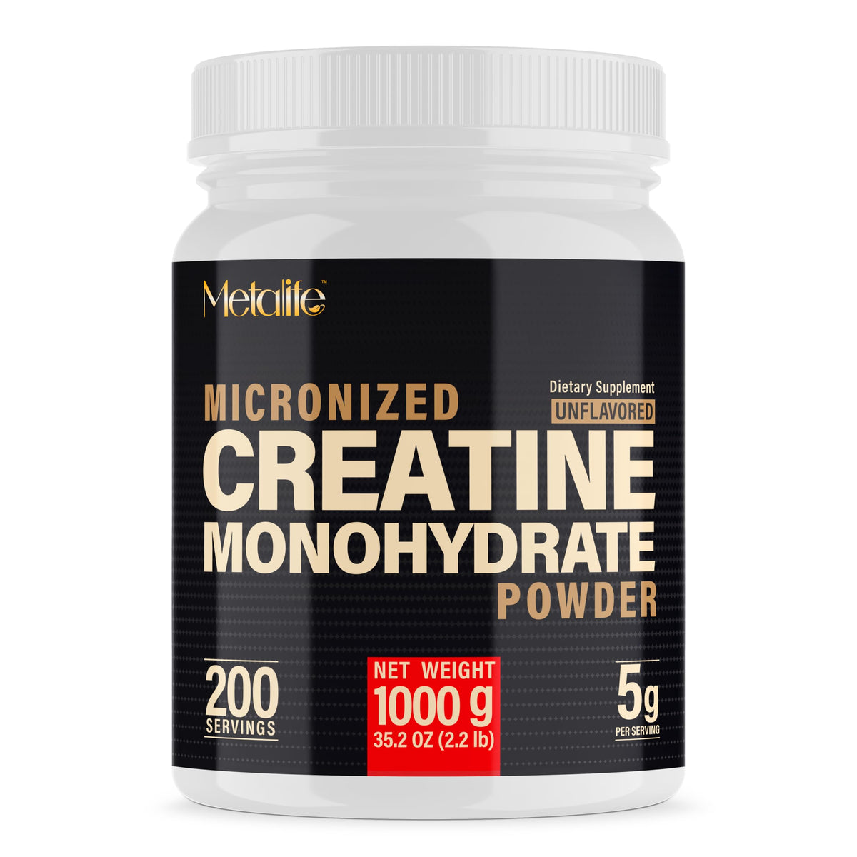 METALIFE 100% Pure Creatine Monohydrate Powder, Canada-Made, 1000 g (200 Servings) Micronized Powder, Muscle Growth, Unflavored, Ideal for Athletes & Fitness Enthusiasts, Third party lab tested, Vegan METALIFEBuy Supplements Australia
