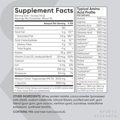 Sports Research Whey Protein Isolate - Sports Nutrition Protein Powder 25g per Serving Sports ResearchBuy Supplements Australia