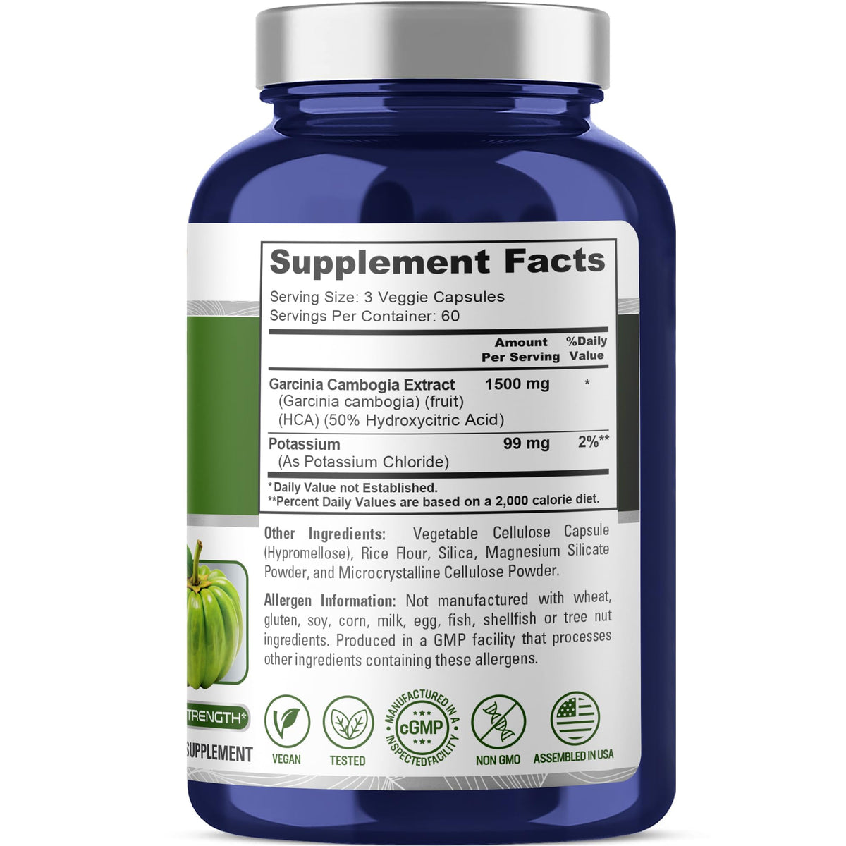 NusaPure Garcinia Cambogia 180 Veggie Capsules 1500mg (Vegetarian, Non-GMO, Vegan) NusaPureBuy Supplements Australia